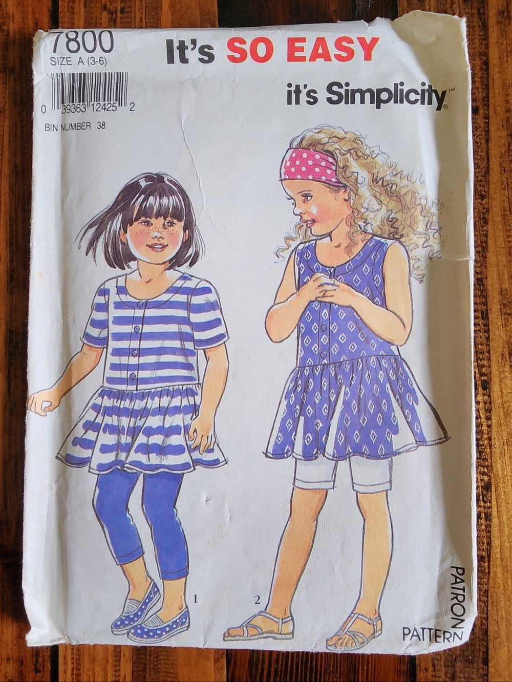 Vintage Simplicity #7800 Girls' Sz 3-6 Leggings & Babydoll Tops Uncut